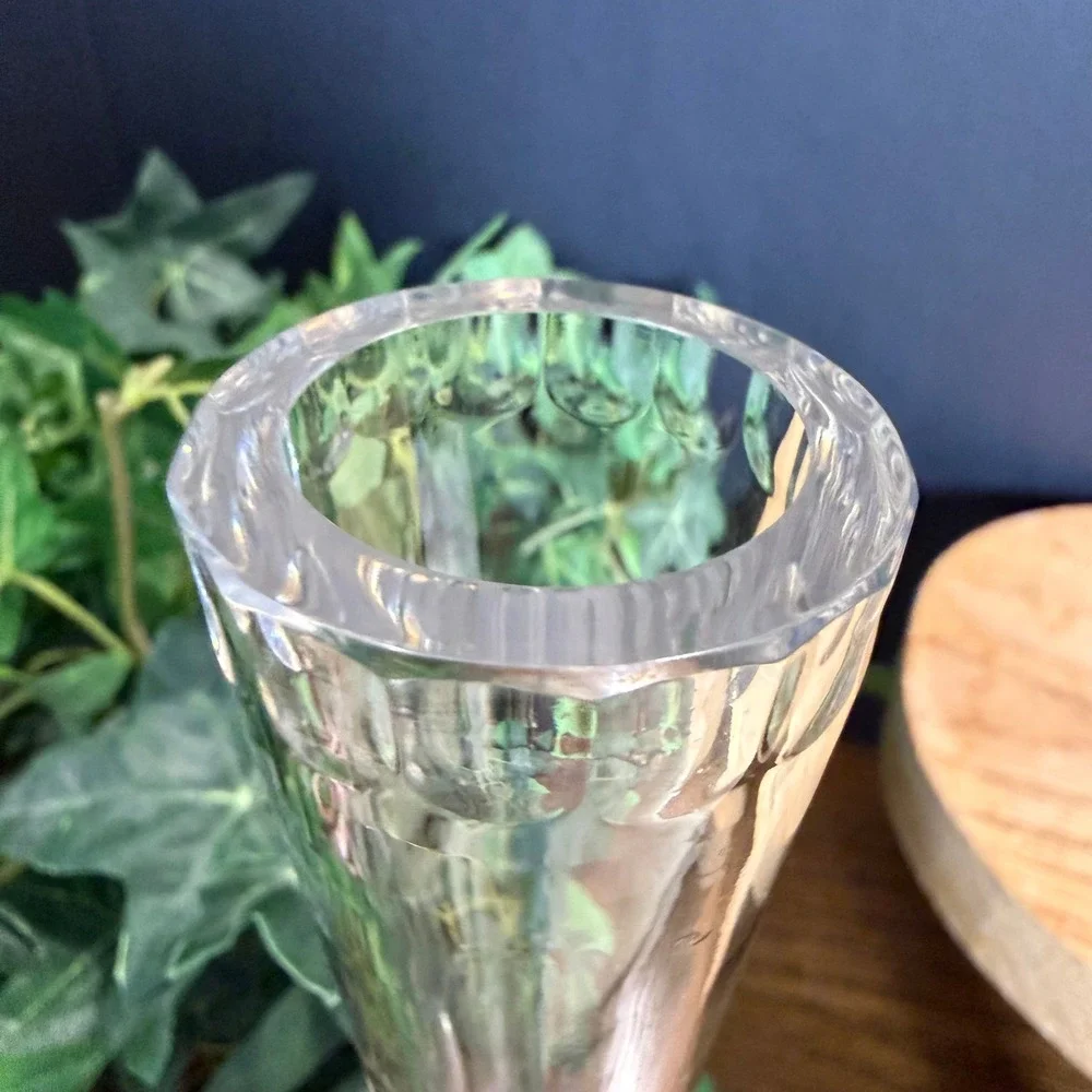 Rogaska Crystal Bud Vase‎ Footed Hand Cut Lead Glass Signed Vintage 9